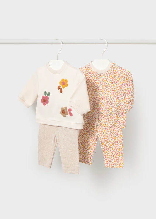 Pack de 2 conjuntos de camisola e legging para recém nascida