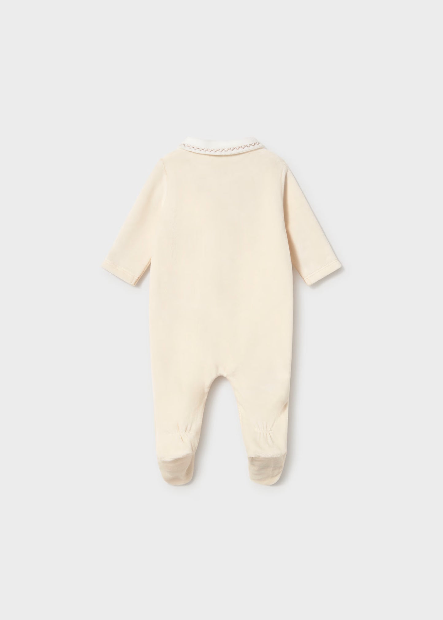 Babygrow de veludo com gola e abertura na frente