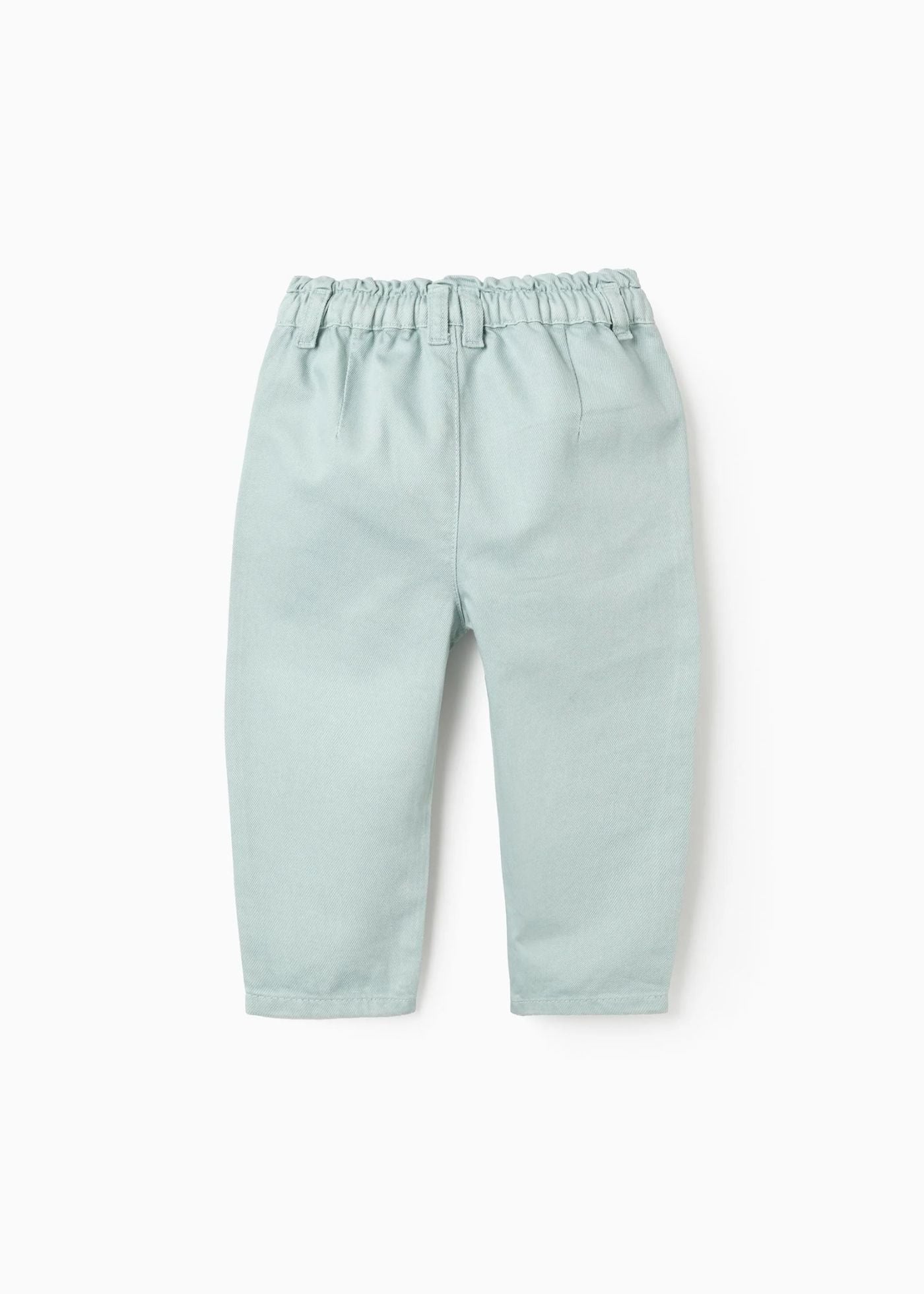 Calças de Sarja Paperbag para Bebé Menina, Verde Água