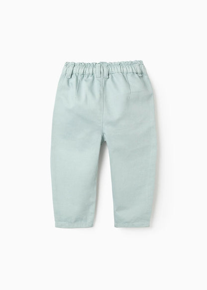 Calças de Sarja Paperbag para Bebé Menina, Verde Água