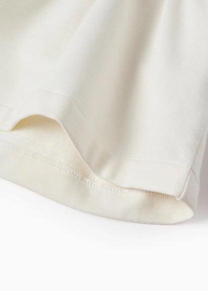 Sweat Cardada com Flores e Folhos para Bebé Menina, Branco