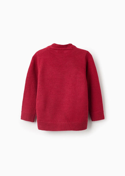 Camisola de malha com rena em jacquard para bebé menino, vermelho