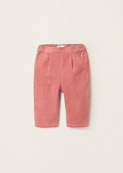 Calças de Bombazine para Recém-Nascida, Coral