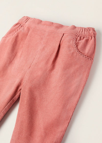 Calças de Bombazine para Recém-Nascida, Coral