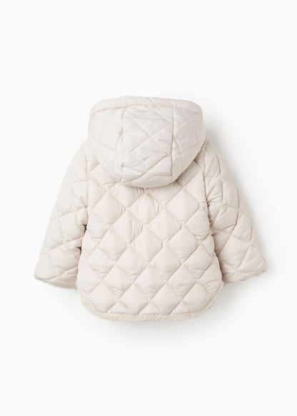 Parka Acolchoada com Forro Felpudo para Bebé Menina, Bege
