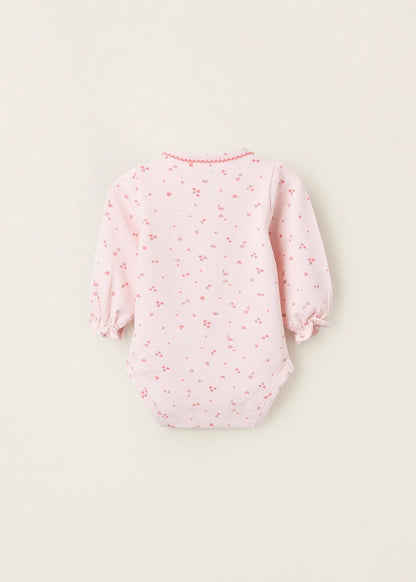 Body com Motivo de Flores e Cogumelos para Recém-Nascida, Rosa