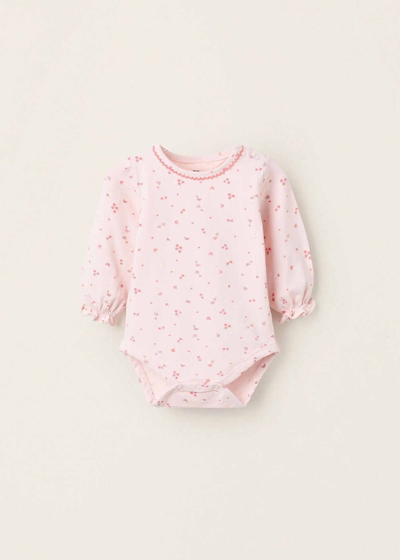 Body com Motivo de Flores e Cogumelos para Recém-Nascida, Rosa