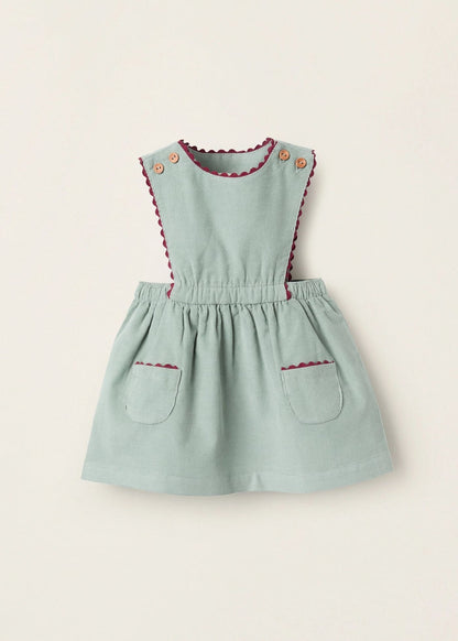 Saia de Peito de Bombazine para Recém-Nascida, Verde/Bordô