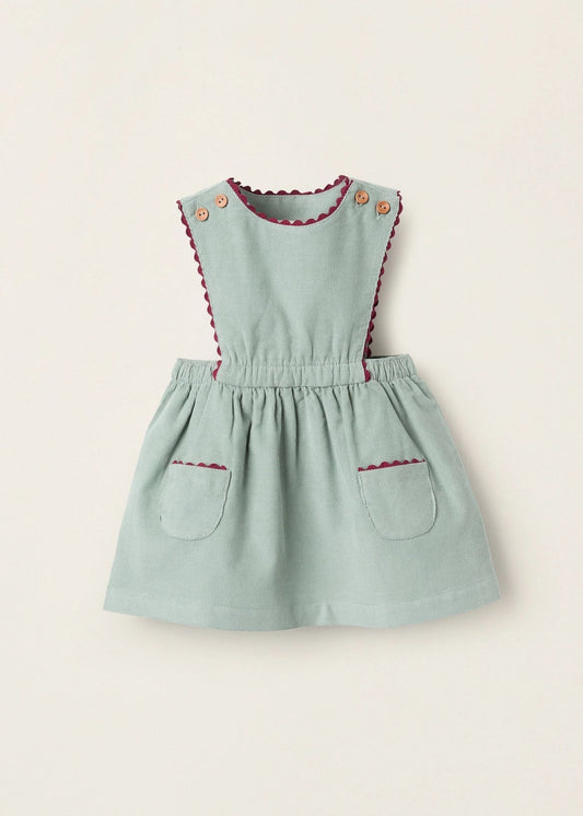 Saia de Peito de Bombazine para Recém-Nascida, Verde/Bordô