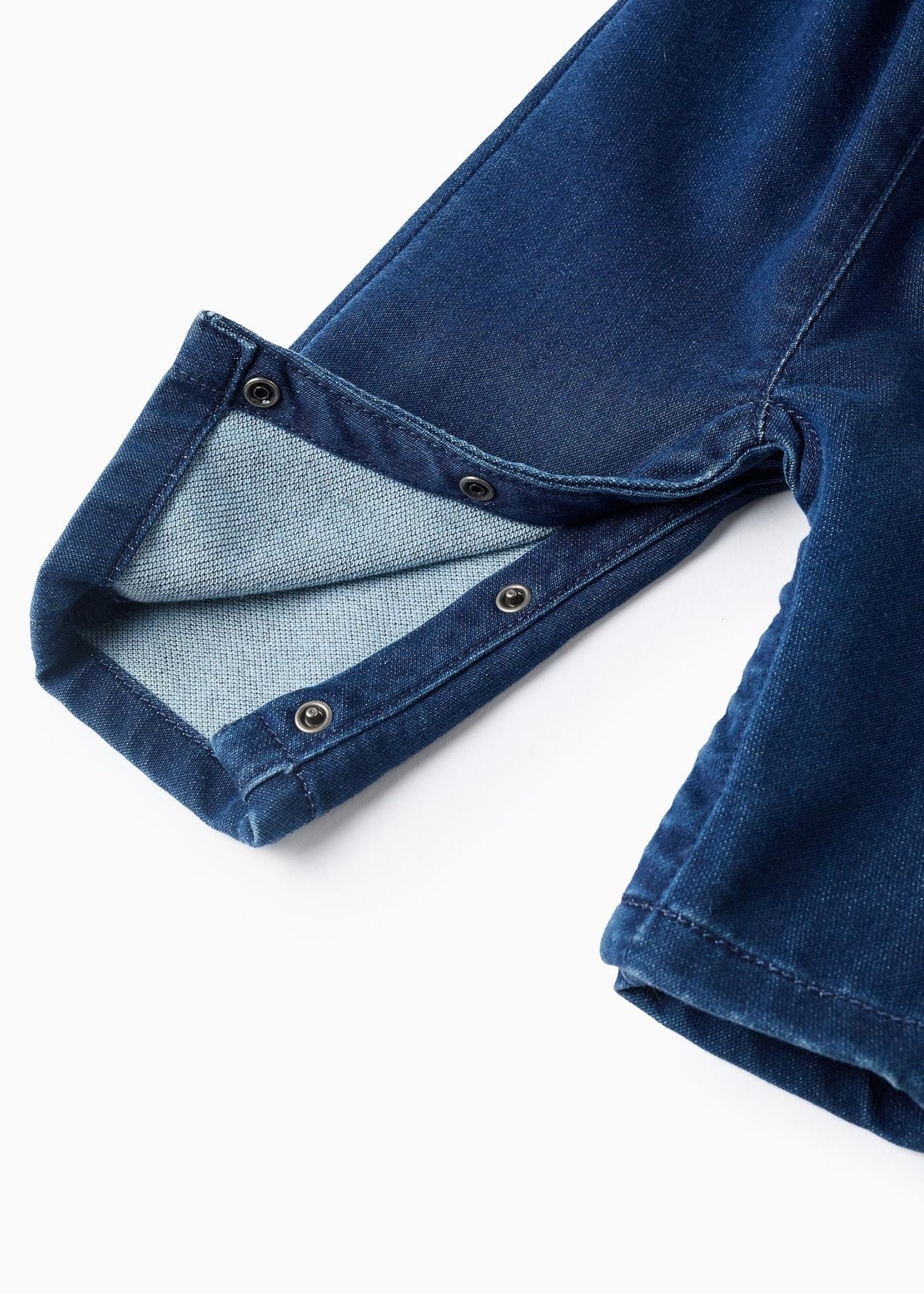 Jardineiras de Ganga com Folhos para Recém-Nascida, Azul