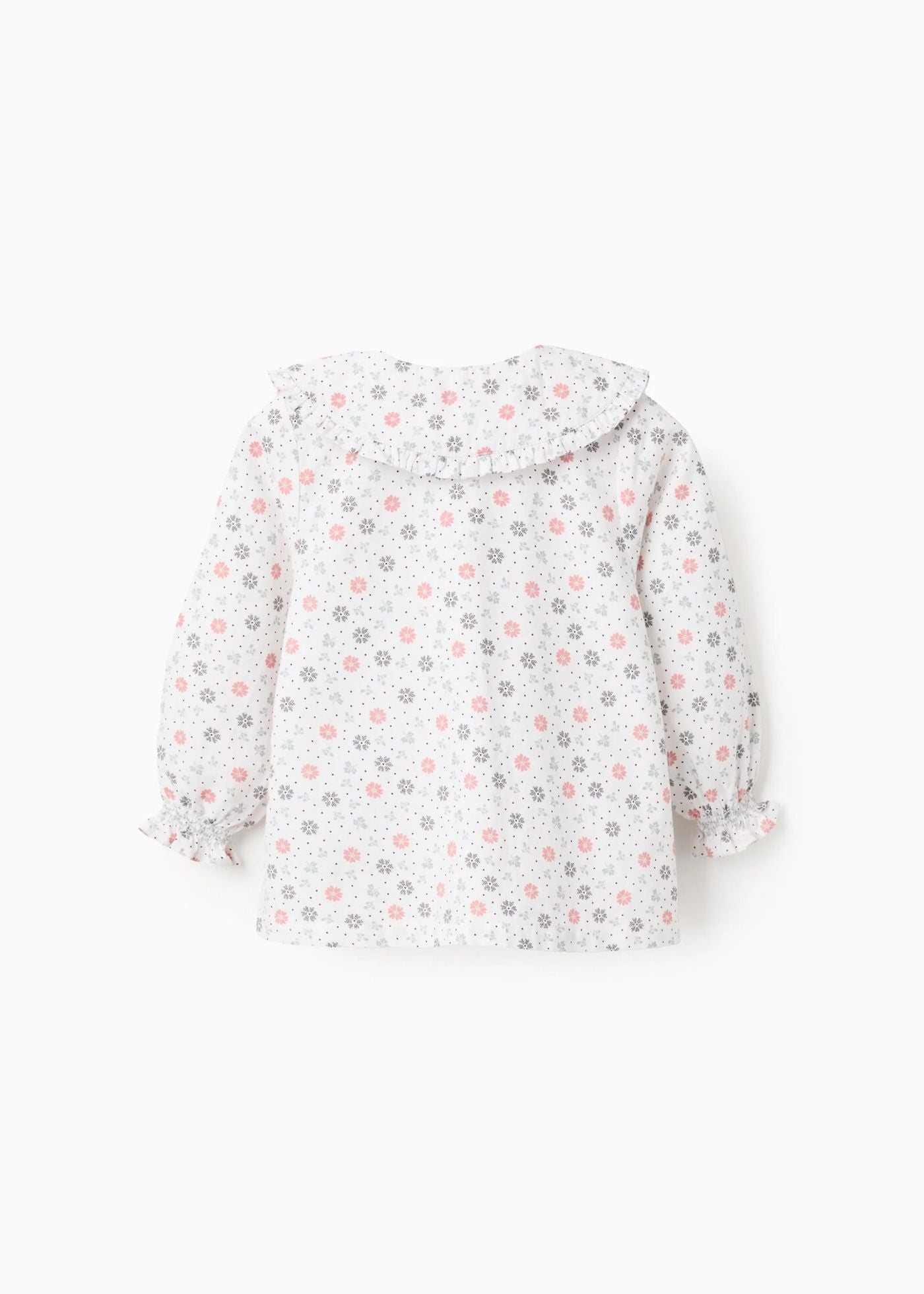 Camisa de Algodão Floral para Bebé Menina, Branco/Rosa/Verde