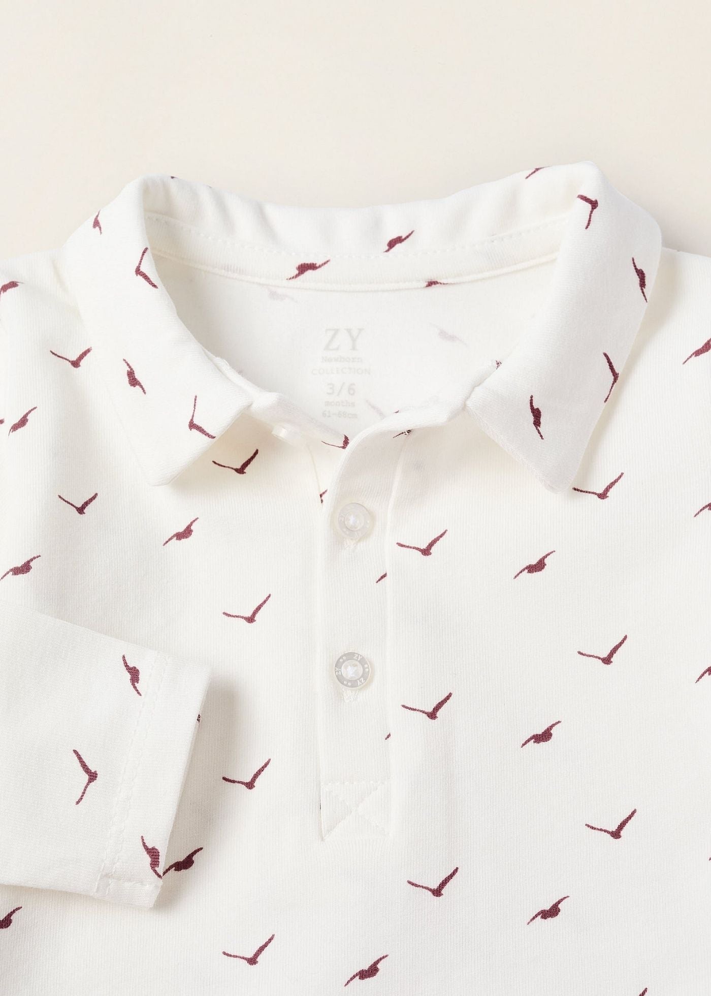 Body com Motivo para Recém-Nascido 'Birds', Branco/Bordô