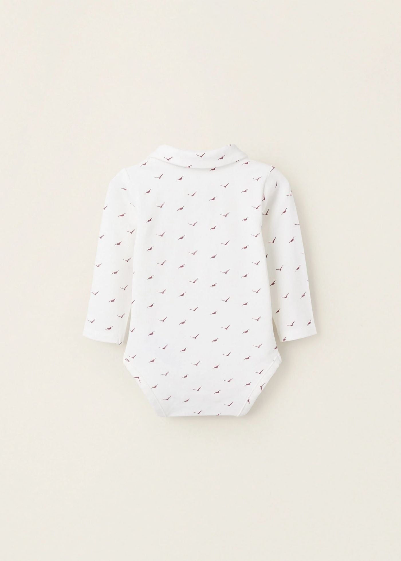 Body com Motivo para Recém-Nascido 'Birds', Branco/Bordô