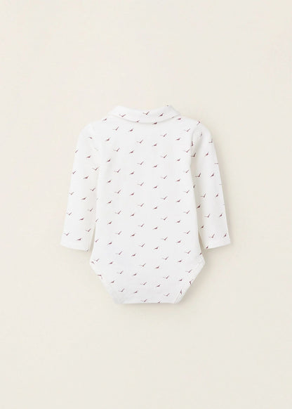 Body com Motivo para Recém-Nascido 'Birds', Branco/Bordô