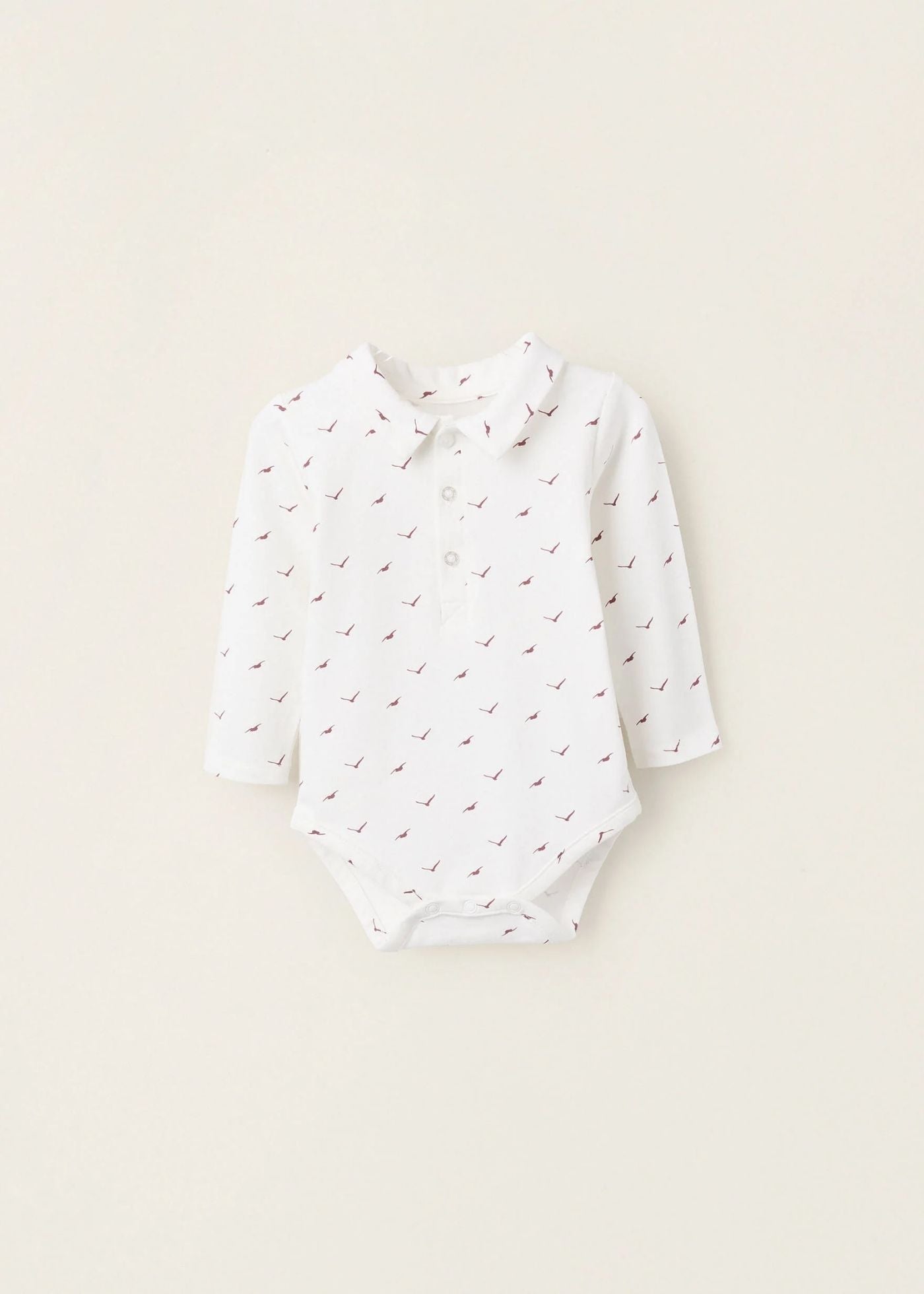 Body com Motivo para Recém-Nascido 'Birds', Branco/Bordô