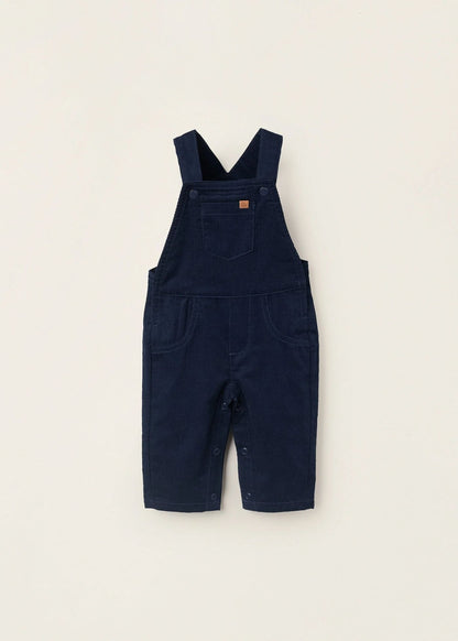 Jardineiras de Bombazine em Algodão para Recém-Nascido, Azul Escuro