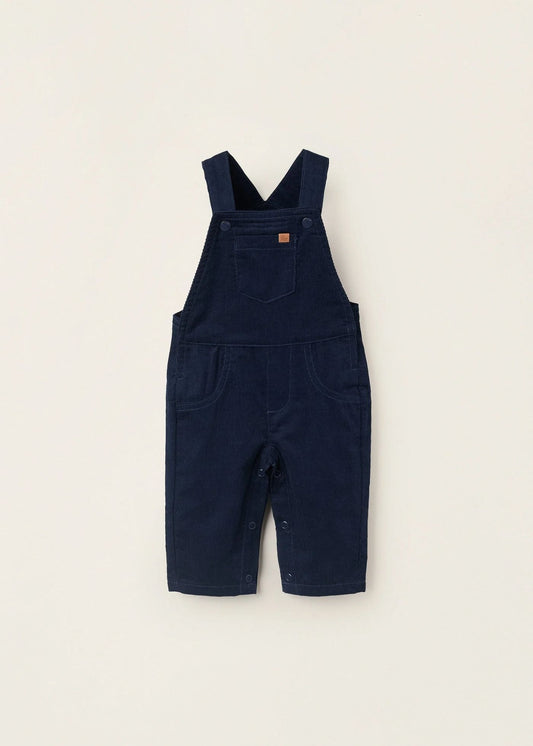 Jardineiras de Bombazine em Algodão para Recém-Nascido, Azul Escuro