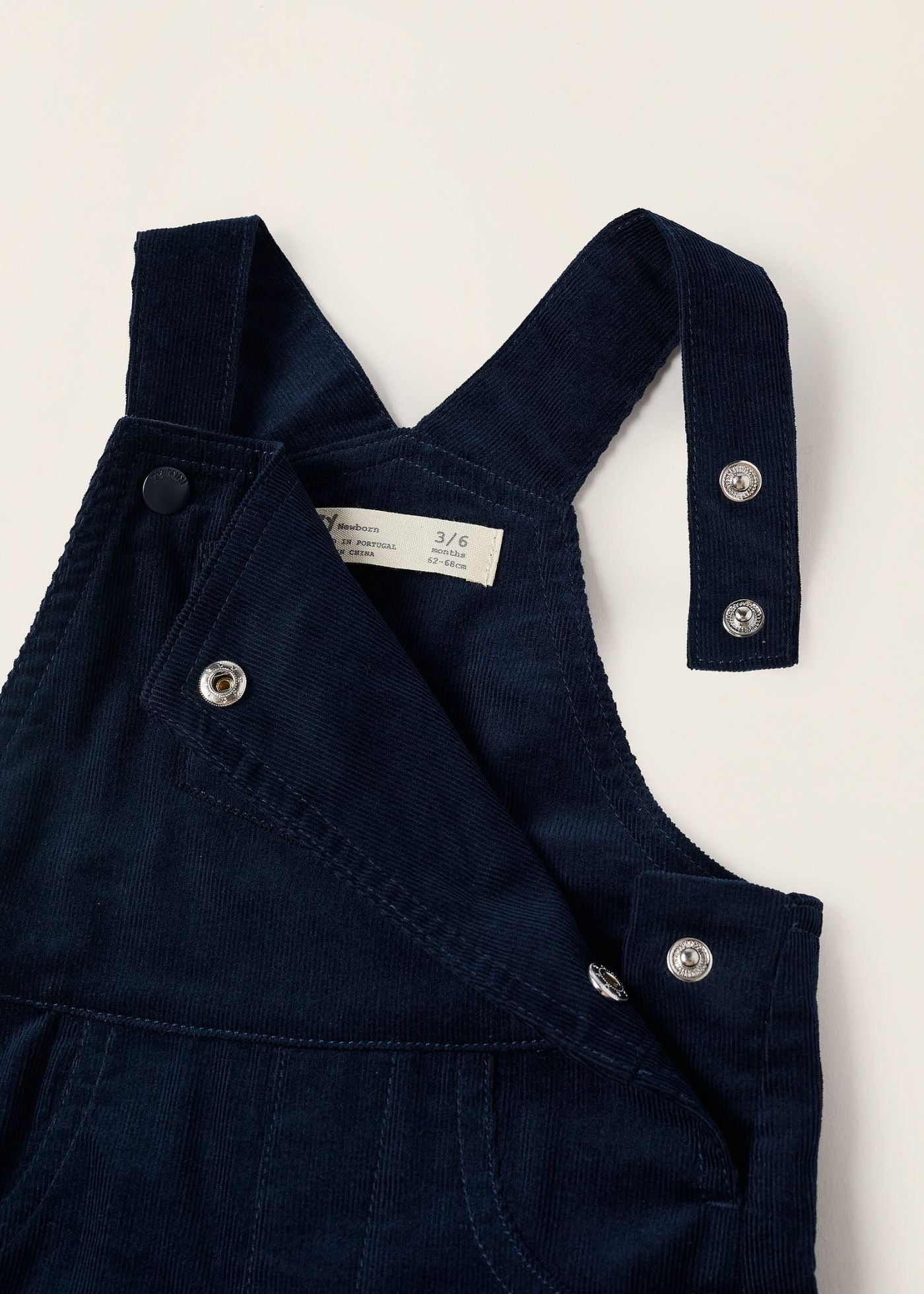 Jardineiras de Bombazine em Algodão para Recém-Nascido, Azul Escuro