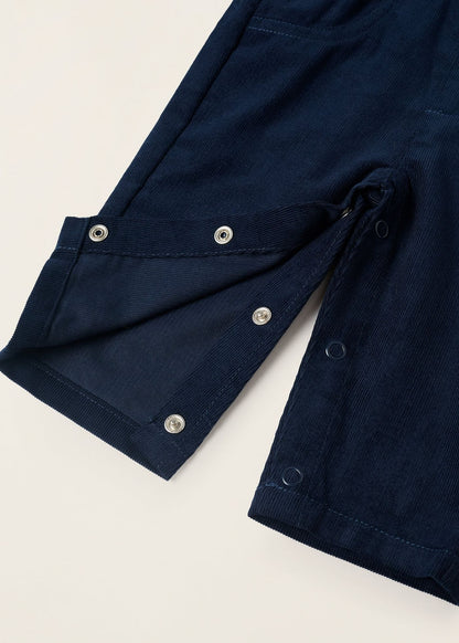 Jardineiras de Bombazine em Algodão para Recém-Nascido, Azul Escuro