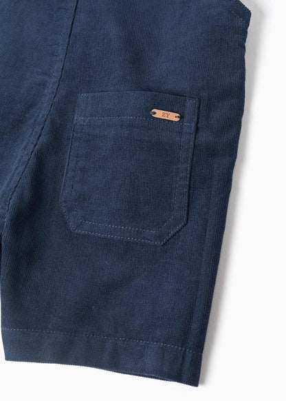 Jardineiras de bombazine com bolso 'B&S' para bebé menino, azul-escuro