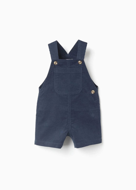 Jardineiras de bombazine com bolso 'B&S' para bebé menino, azul-escuro