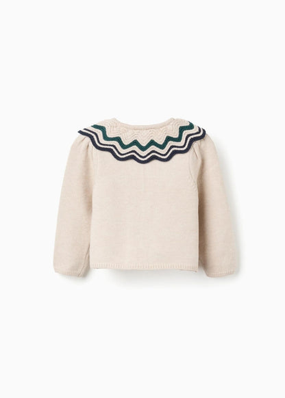 Casaco de malha com gola maxi You&Me para bebé menina, multicolor