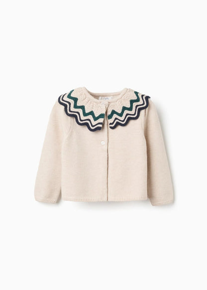 Casaco de malha com gola maxi You&Me para bebé menina, multicolor