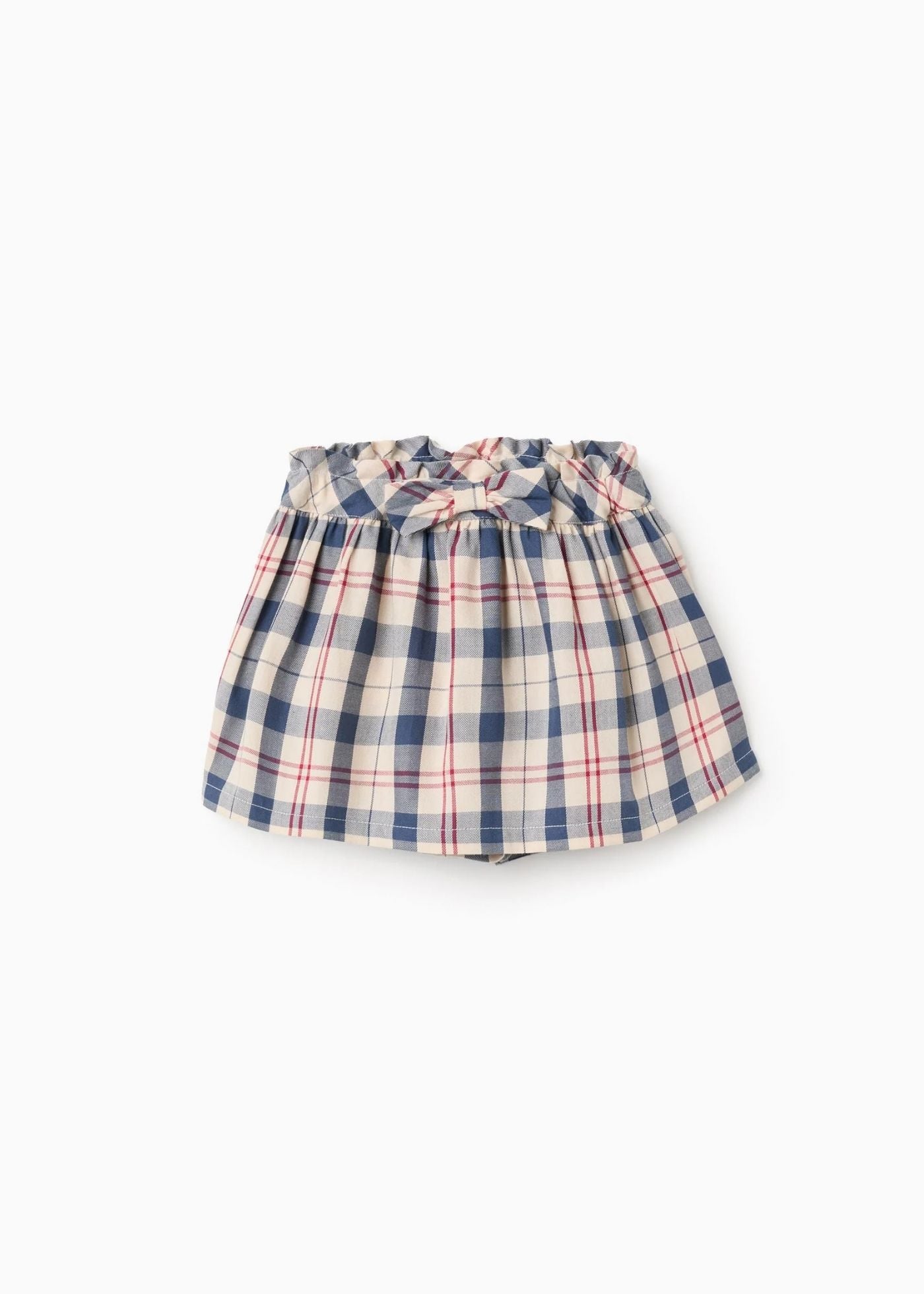 Saia-calção com Xadrez para Bebé Menina 'B&S', Bege/Azul/Vermelho