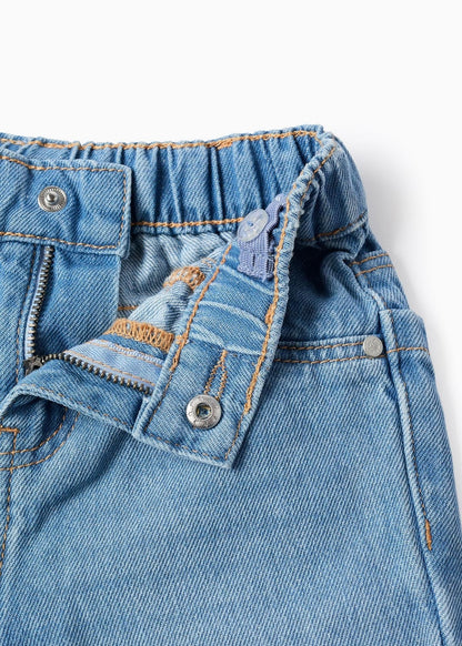 Calças de ganga baggy para bebé menino, azul-claro