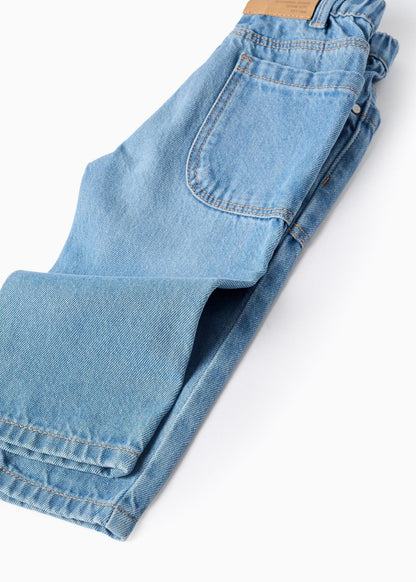 Calças de ganga baggy para bebé menino, azul-claro