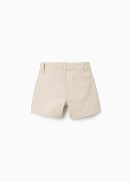 Calções chino midi de sarja com bolsos para bebé menino, bege-claro