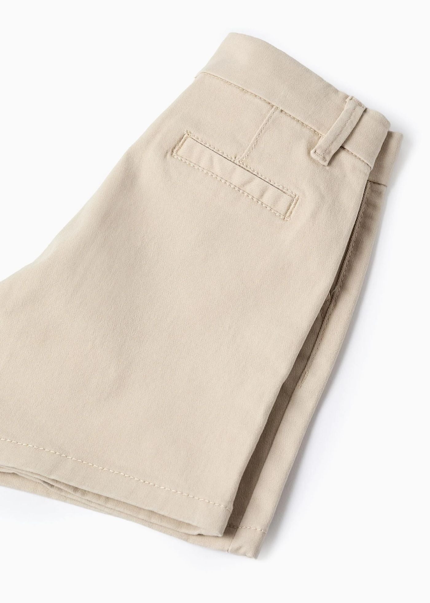 Calções chino midi de sarja com bolsos para bebé menino, bege-claro