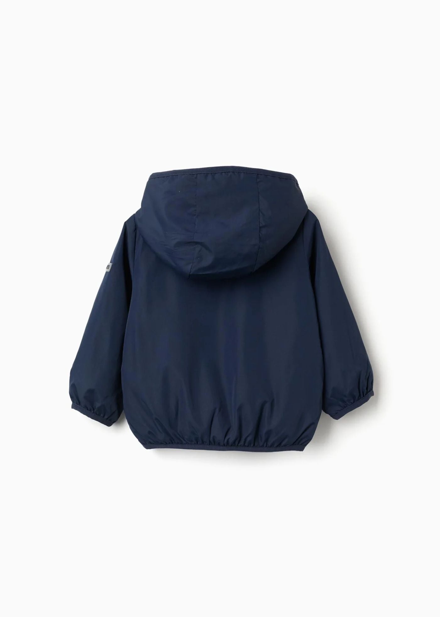 Casaco corta-vento com capuz e bolsos para bebé menino, azul-escuro