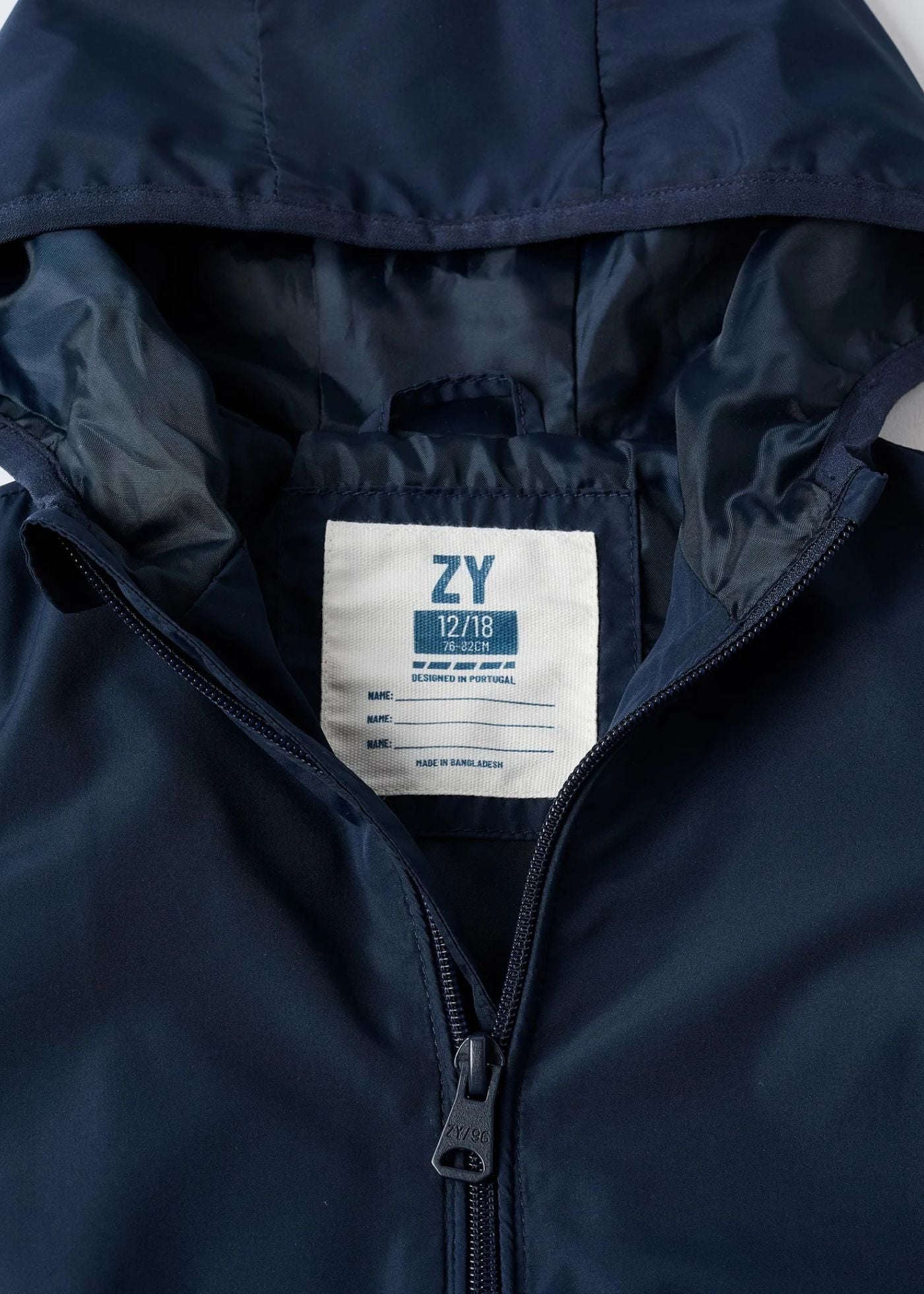 Casaco corta-vento com capuz e bolsos para bebé menino, azul-escuro