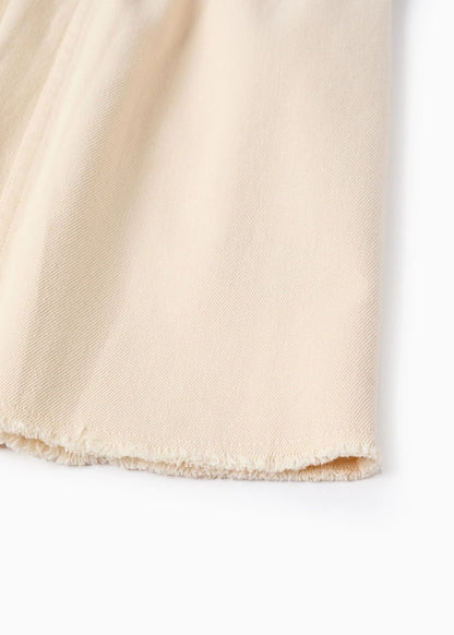 Saia de peito de sarja com bordados para bebé menina, bege-claro