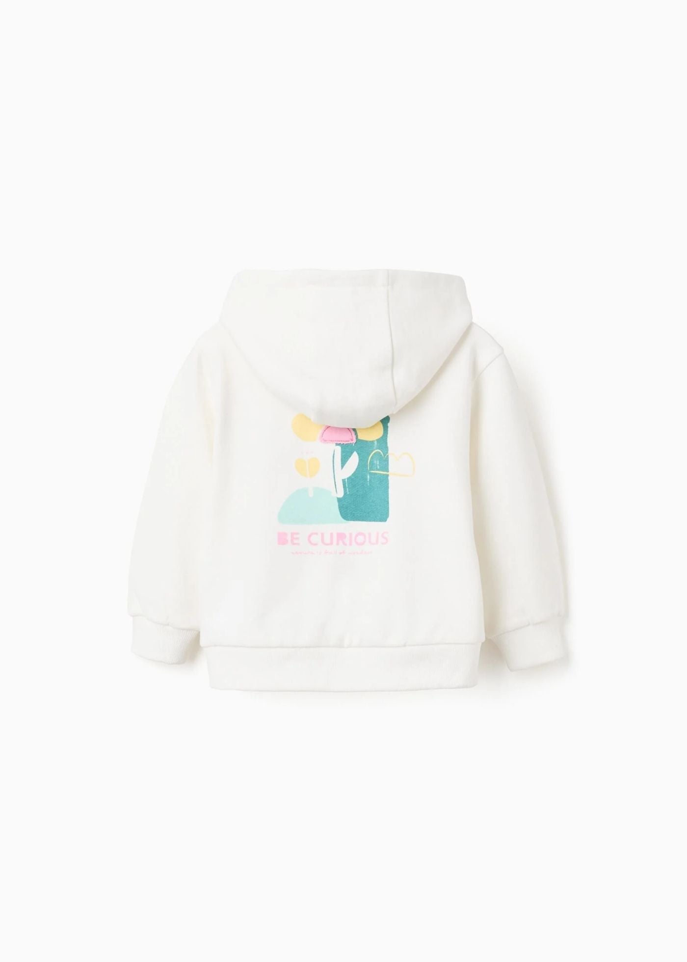 Casaco de algodão com capuz e estampado floral para bebé menina, branco
