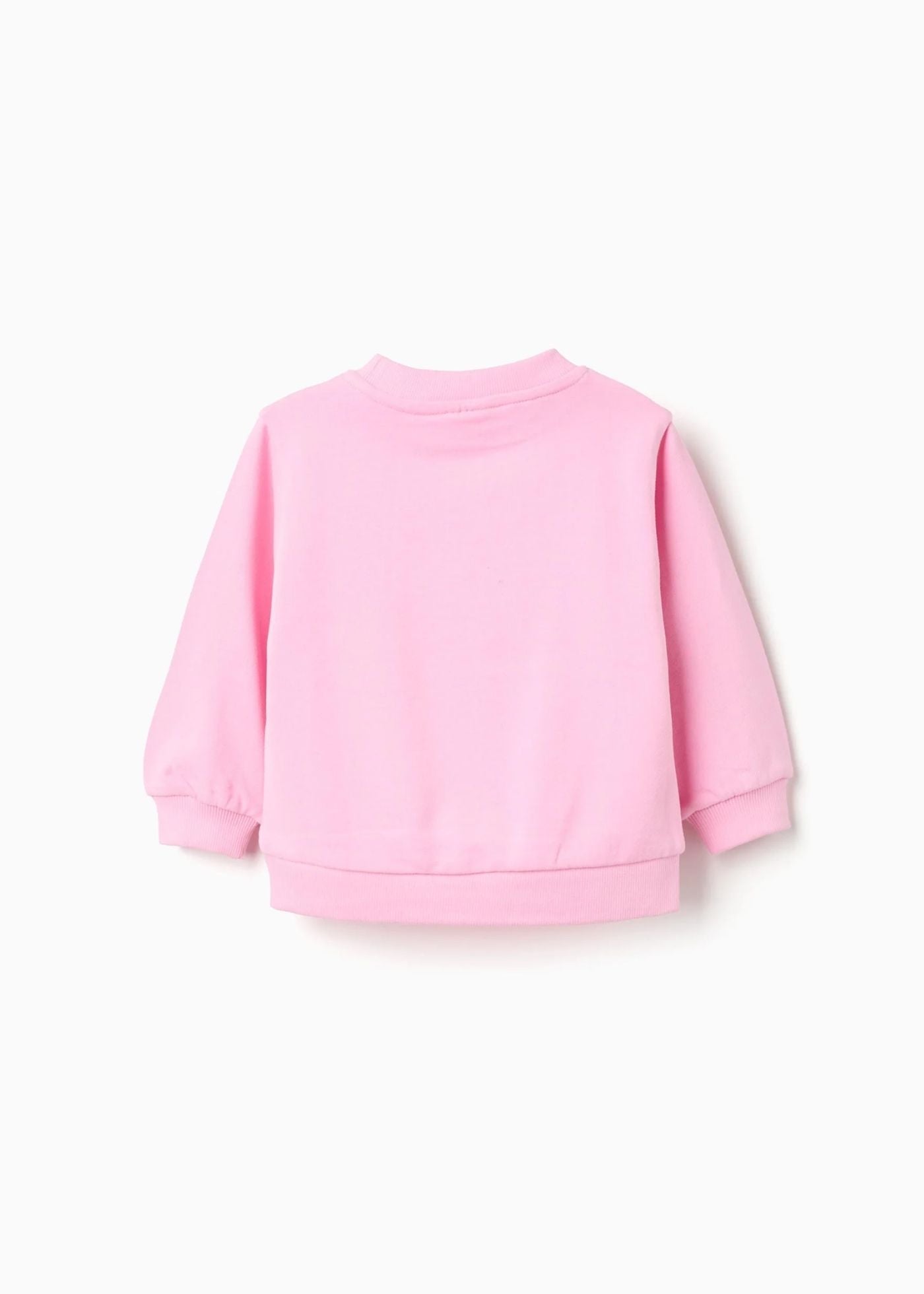 Sweat de algodão com estampado floral frontal para bebé menina, rosa