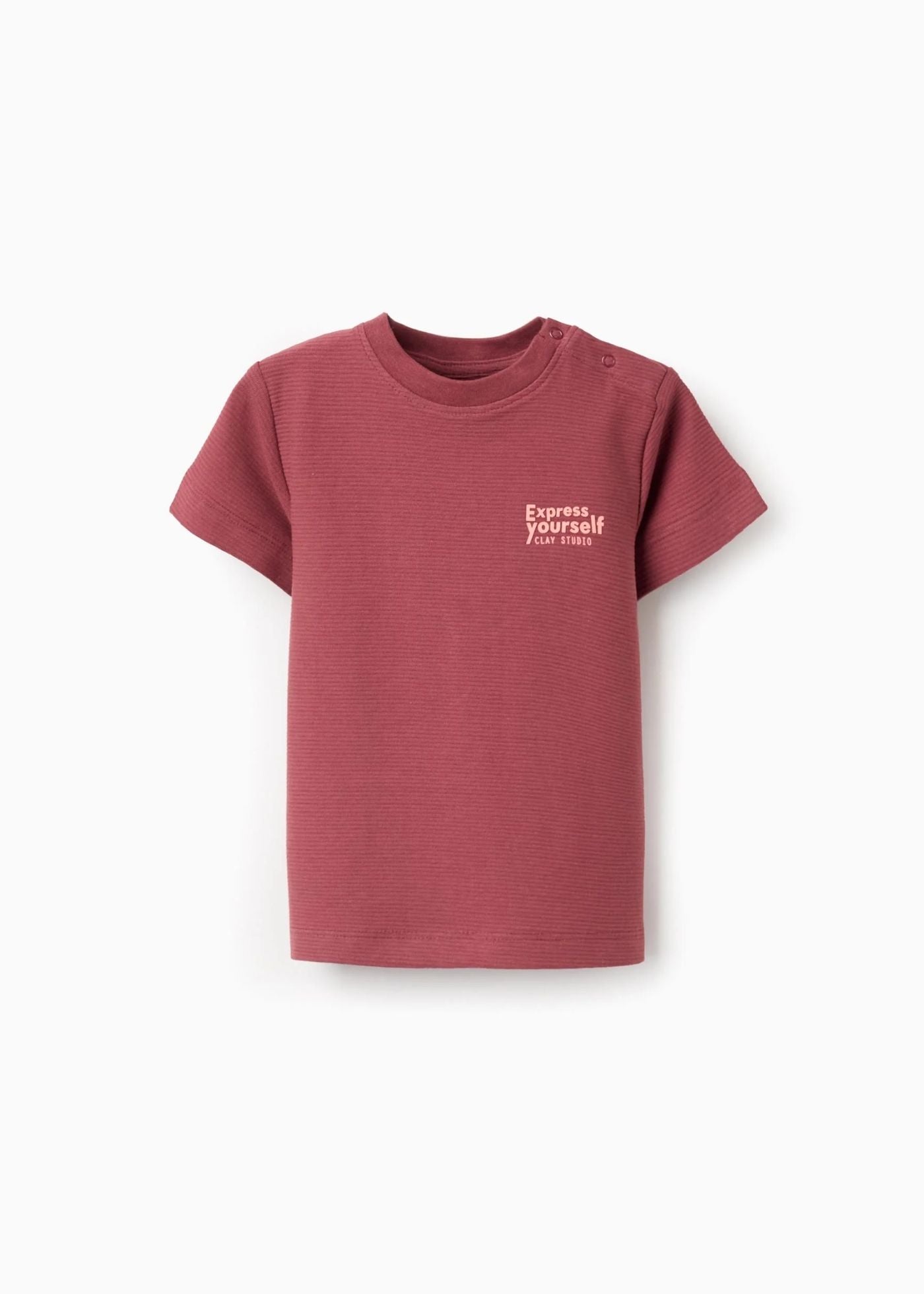 T-shirt canelada de algodão Express Yourself para bebé menino, castanho