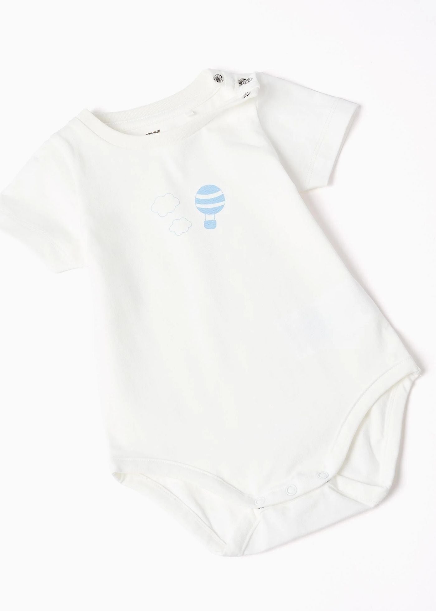 Body com estampado + macacão de ganga para recém-nascido, branco/azul