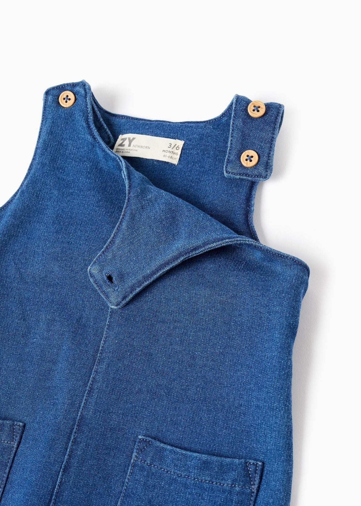 Body com estampado + macacão de ganga para recém-nascido, branco/azul