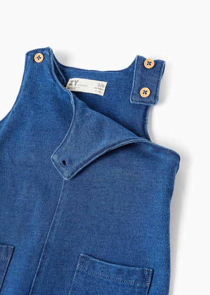 Body com estampado + macacão de ganga para recém-nascido, branco/azul