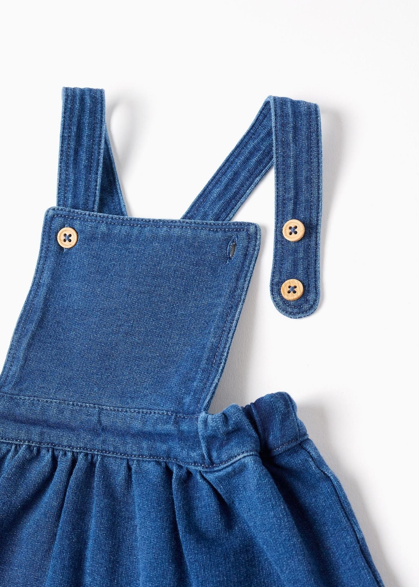 Body com motivo + saia de peito de ganga para recém-nascida, branco/azul
