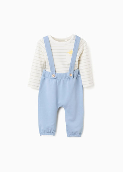 Body às riscas + calças para recém-nascido, branco/verde/azul
