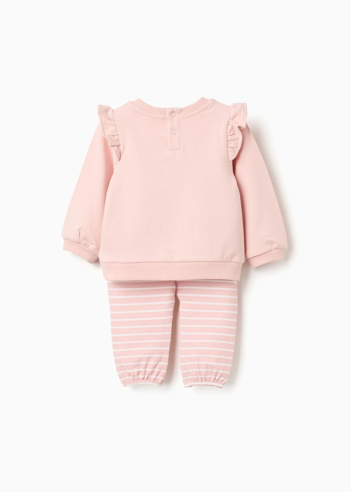 Sweat com estampado do Pooh + calças para recém-nascida, rosa-claro