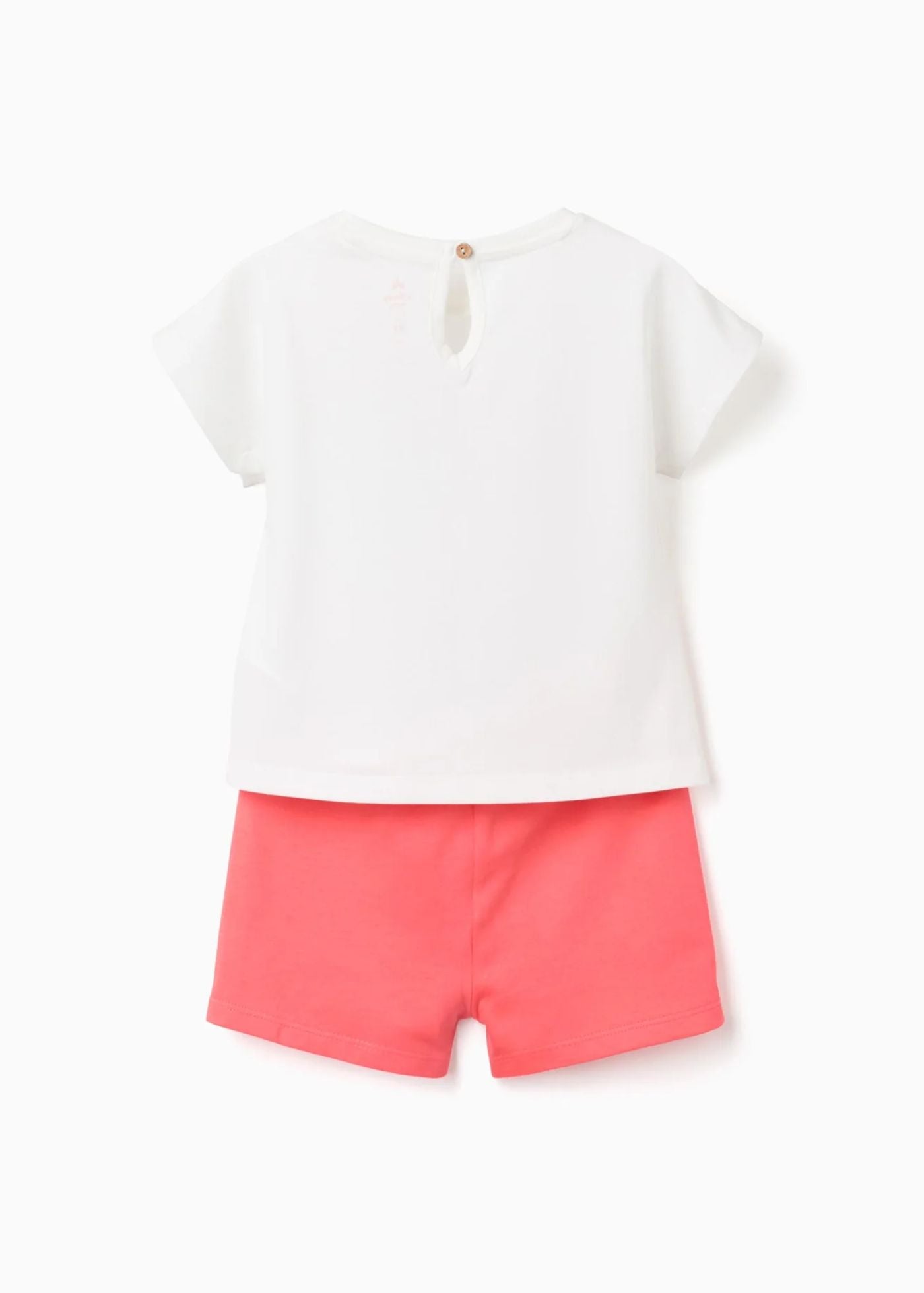 T-shirt e calções com estampado Minnie para bebé menina, branco/vermelho
