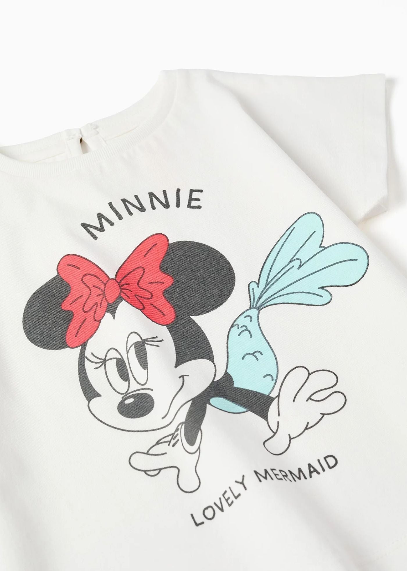 T-shirt e calções com estampado Minnie para bebé menina, branco/vermelho