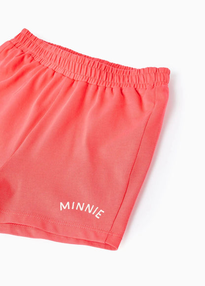 T-shirt e calções com estampado Minnie para bebé menina, branco/vermelho