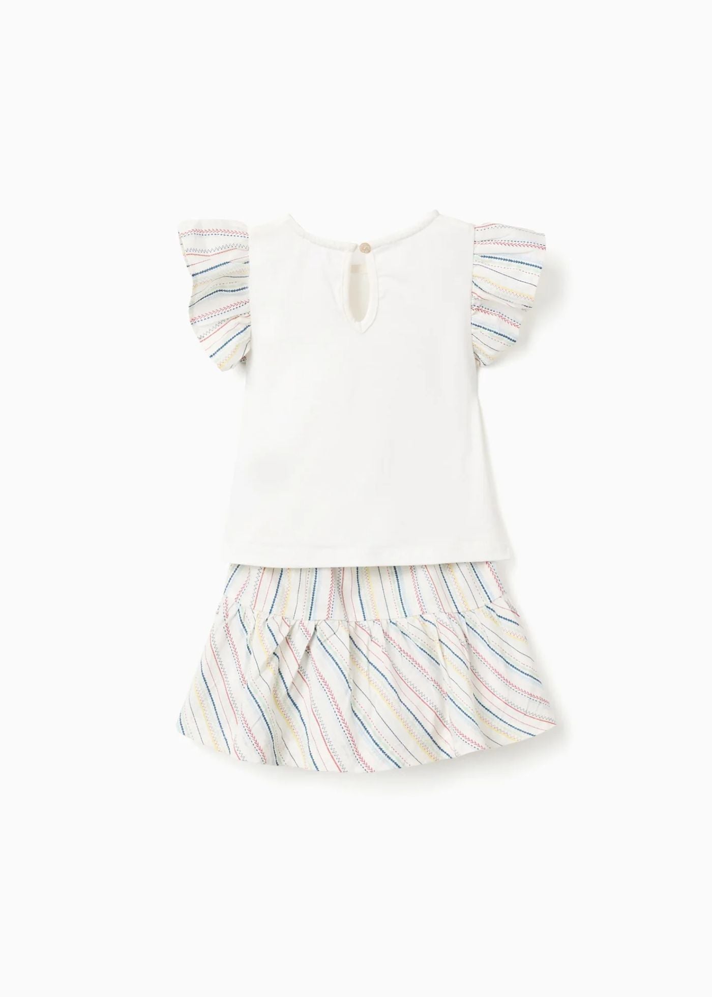 T-shirt + saia-calção com riscas étnicas B&S para bebé menina, multicolor