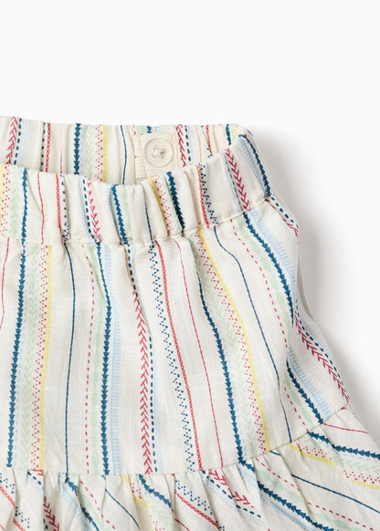 T-shirt + saia-calção com riscas étnicas B&S para bebé menina, multicolor