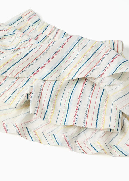 T-shirt + saia-calção com riscas étnicas B&S para bebé menina, multicolor